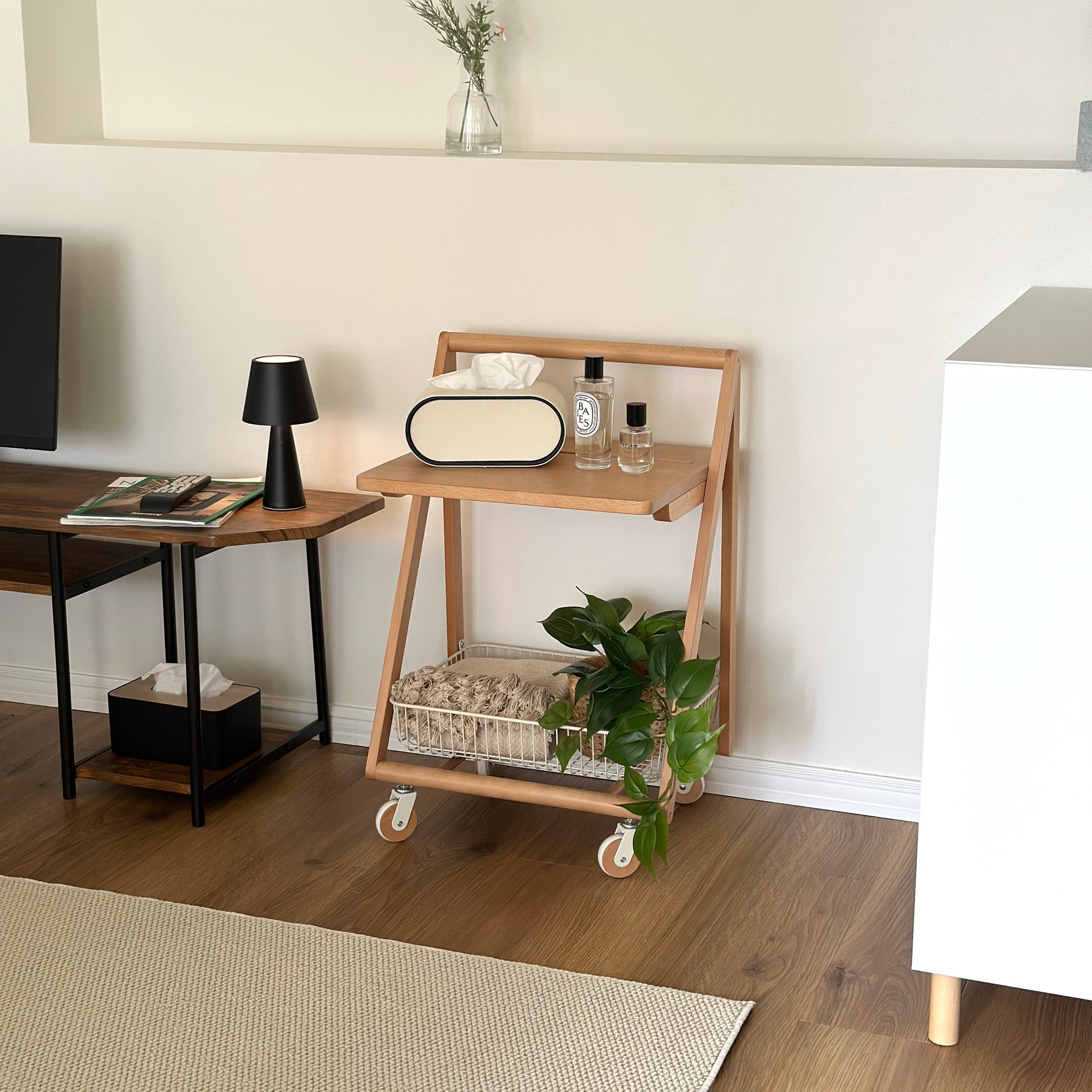 サイドテーブル｜キャスター付ナチュラルサイドテーブル - territory