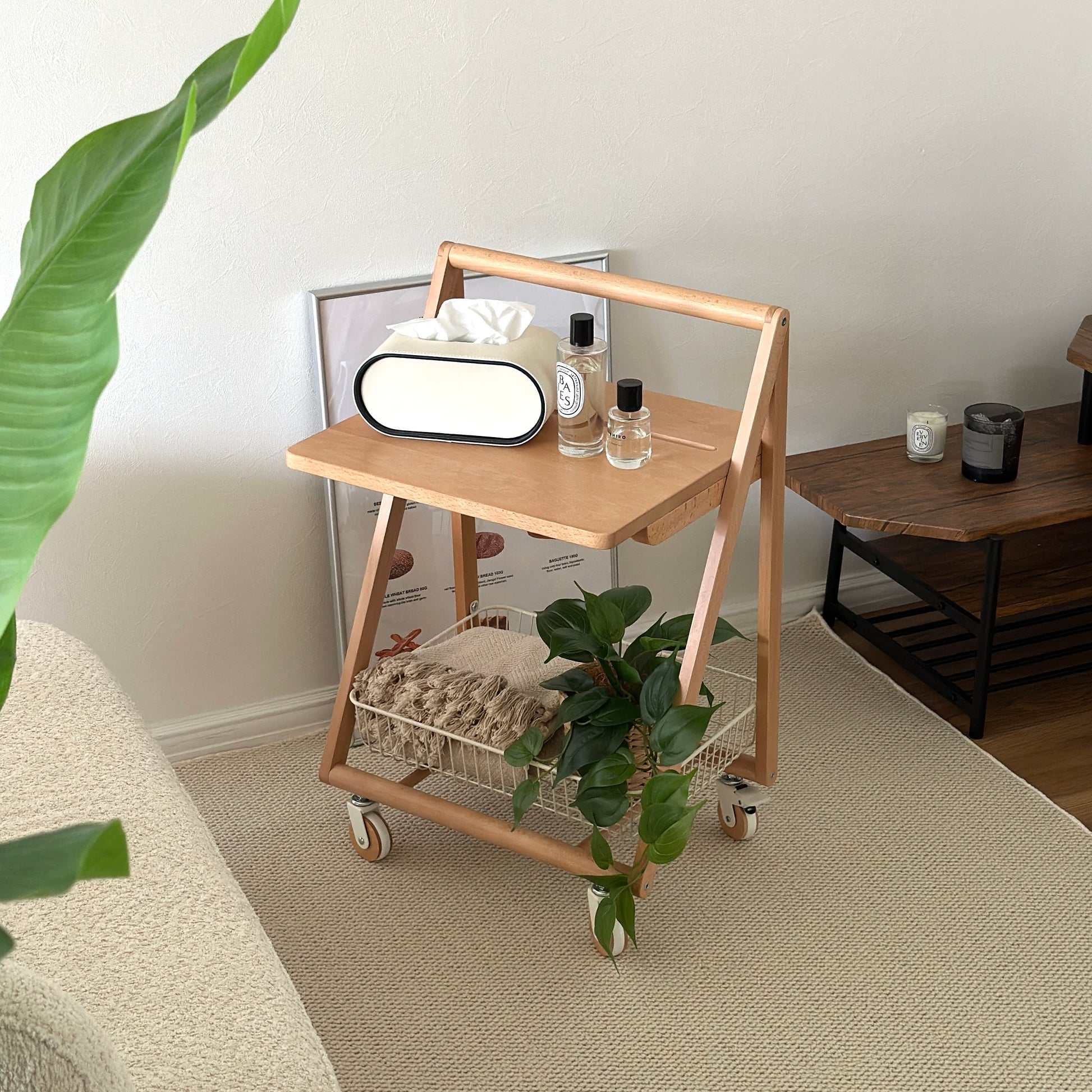 サイドテーブル｜キャスター付ナチュラルサイドテーブル - territory