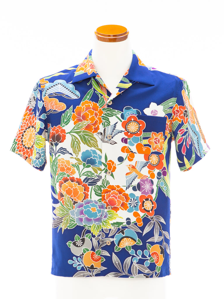 最終価格 大正時代のヴィンテージ着物で仕立てたシルクのアロハシャツ