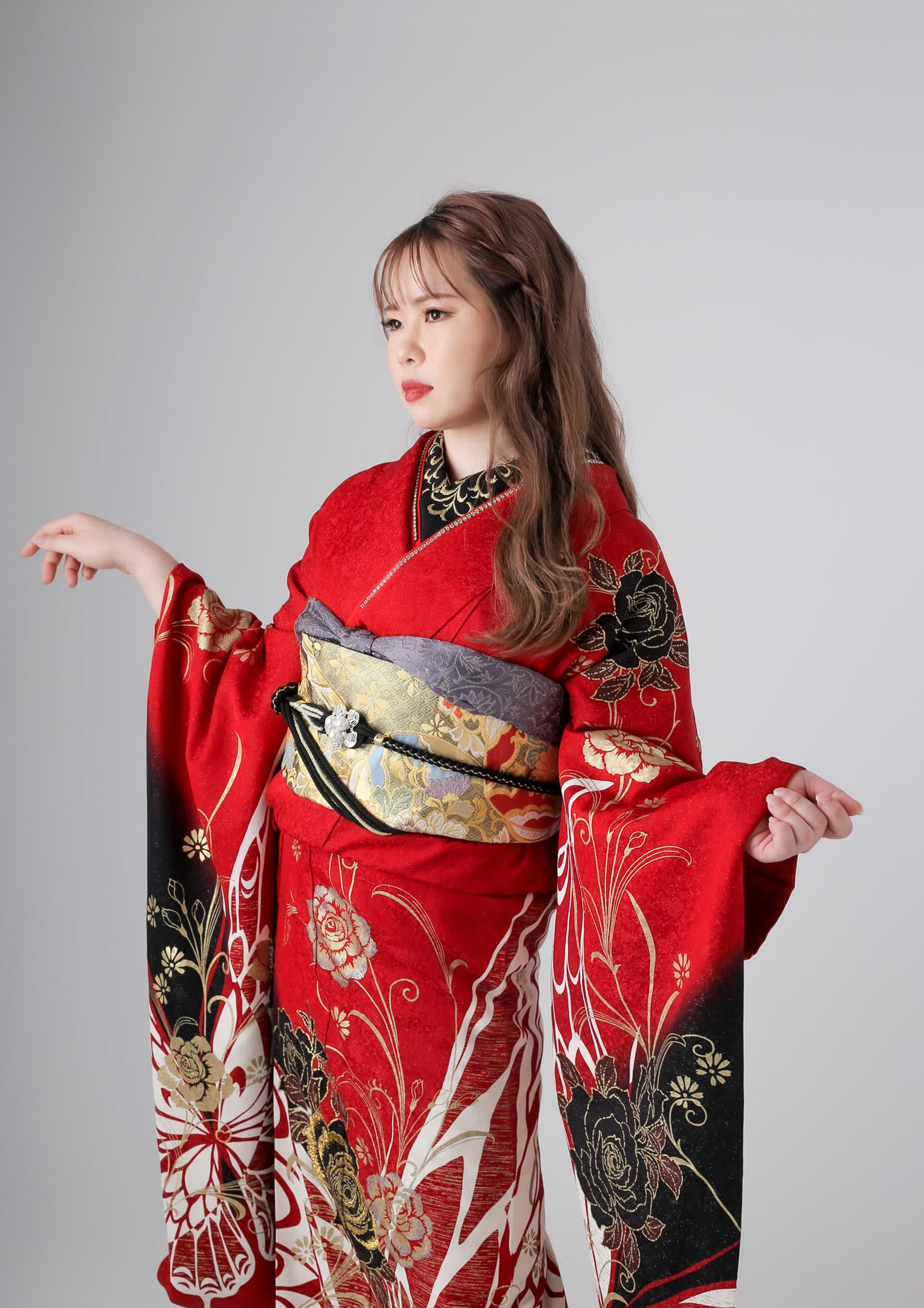 振袖ネットレンタル：グラマラス】赤と白蝶/C-022 – kimono-hearts