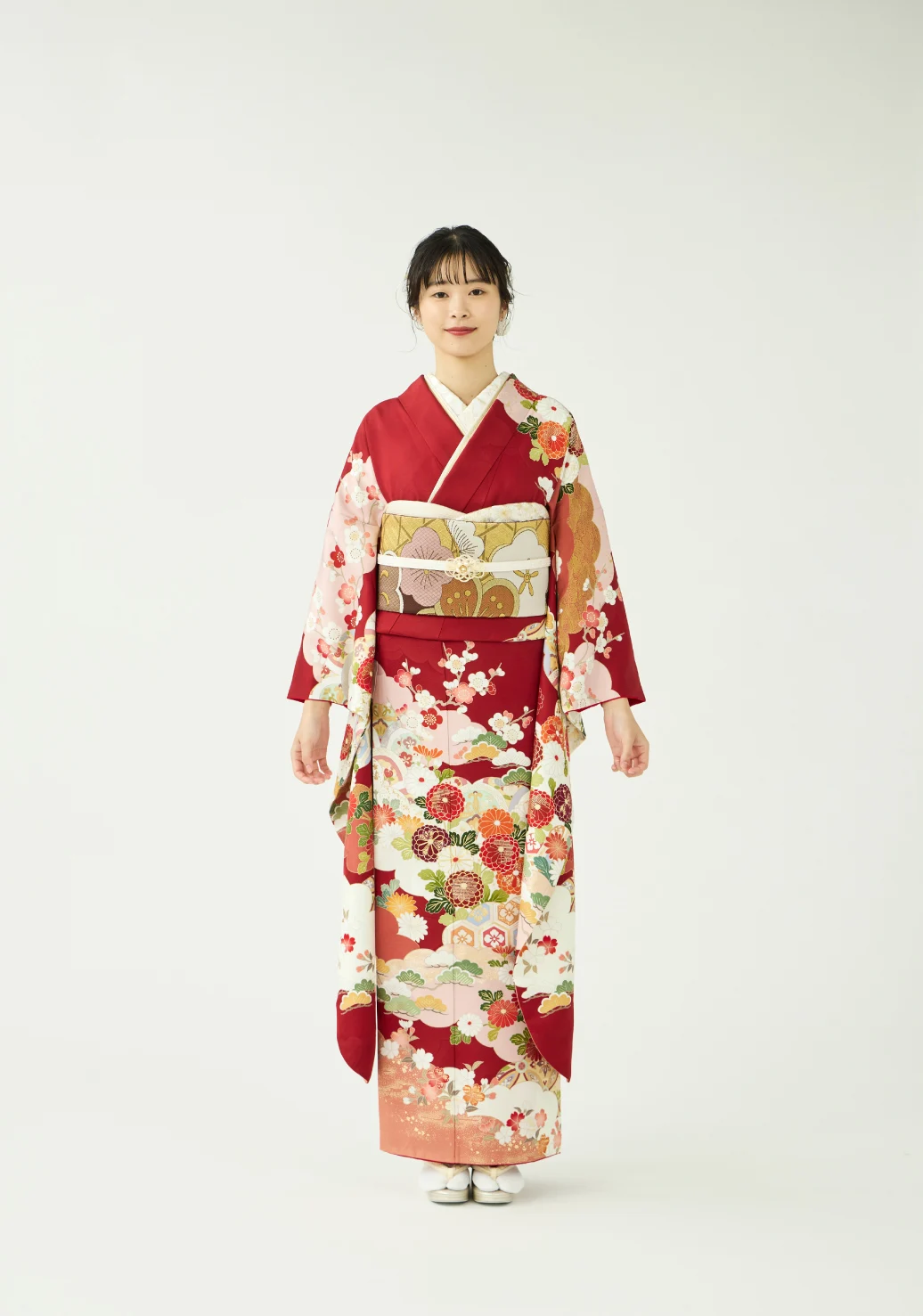振袖フルセット、正絹やまと誂製成人式、重ね衿帯揚げ帯締め、袋帯