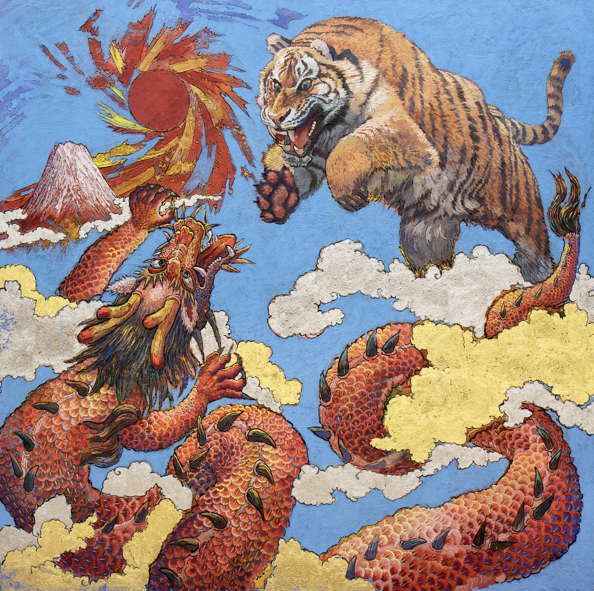 絹谷幸二、【雲上富嶽葛城山上】、希少な額装用画集より 絹谷幸二