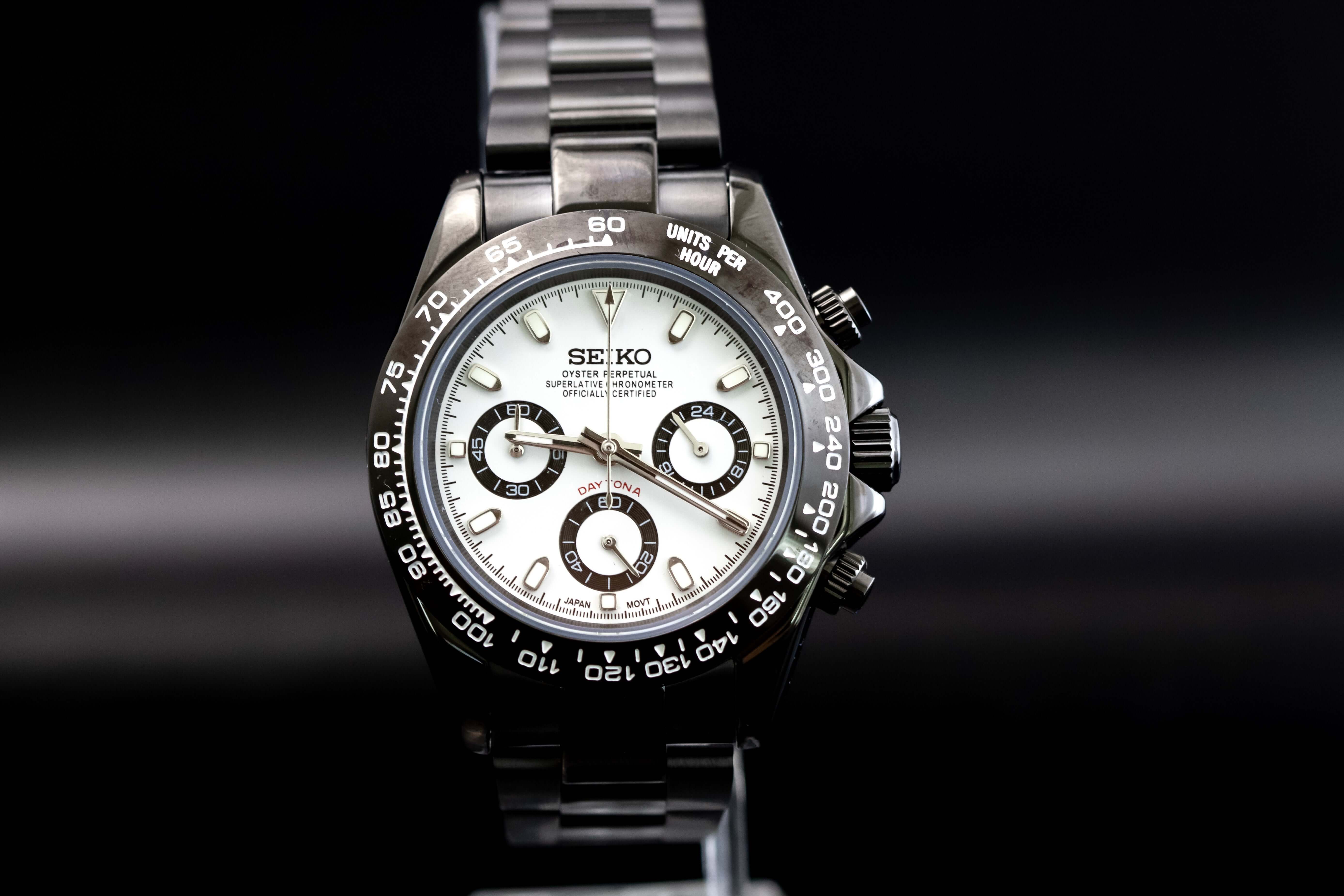 Seikomod Black Daytona Panda Chrono - Custom VK63 Watch – Kingdom