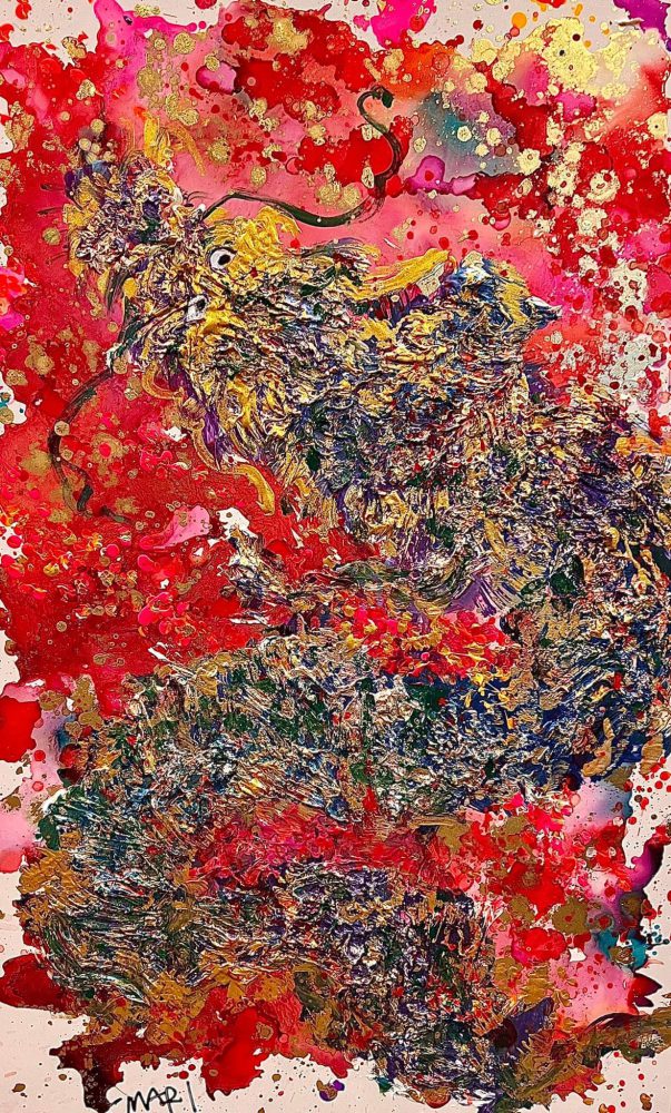 にしまりちゃん(西村麻里さん)☆絵画20号☆赤富士 ARTPARTY】 西村麻里