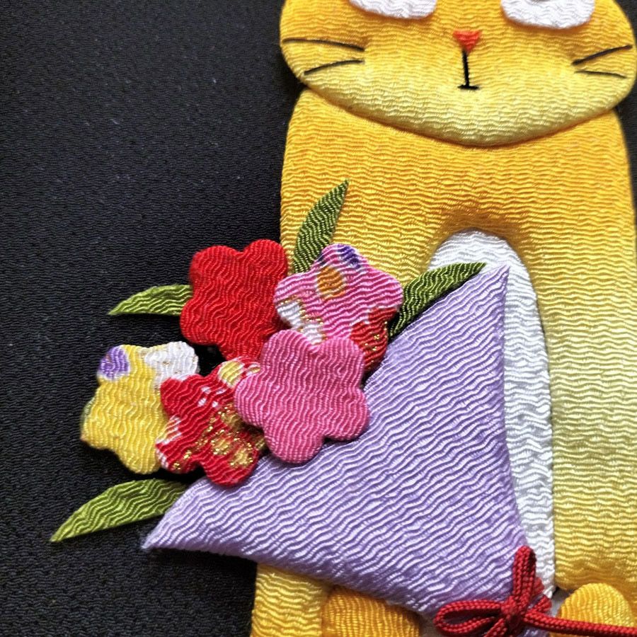 手芸キット 愛しの猫たち 押絵の壁掛け・花束トラ猫 |生地 和柄/和布