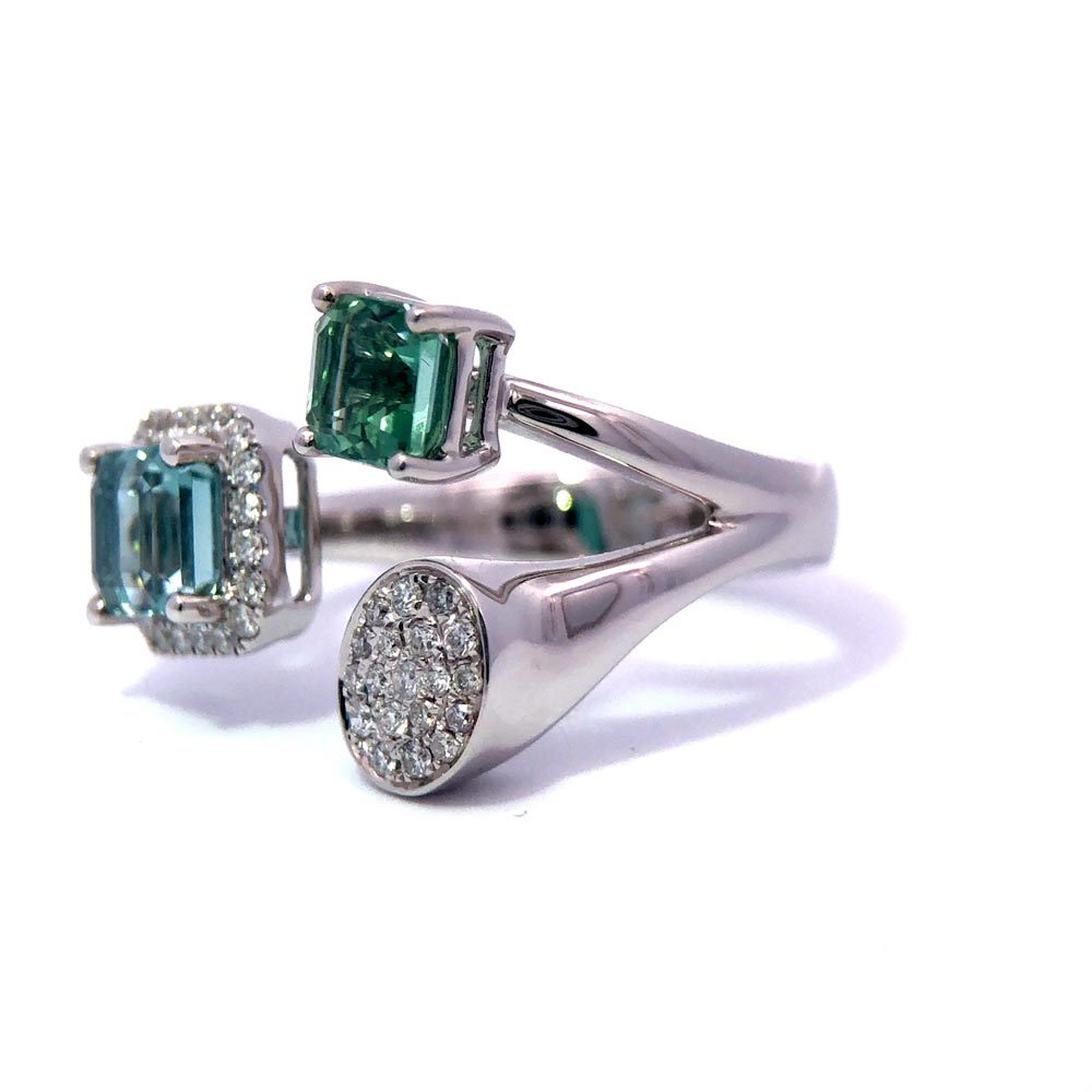 pt900．トルマリン(ダイヤモンド入り)指輪(未使用)N o.1312. SOLD OUT