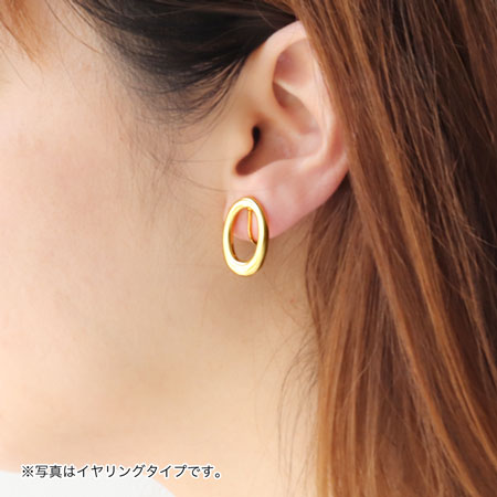 ステンレスピアス メタルリング オーバル 縦穴 ゴールド – 貴和製作所