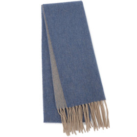 カシミヤ100%マフラー/グレー+ネイビー/ウォッシャブル/29.5cm×175cm