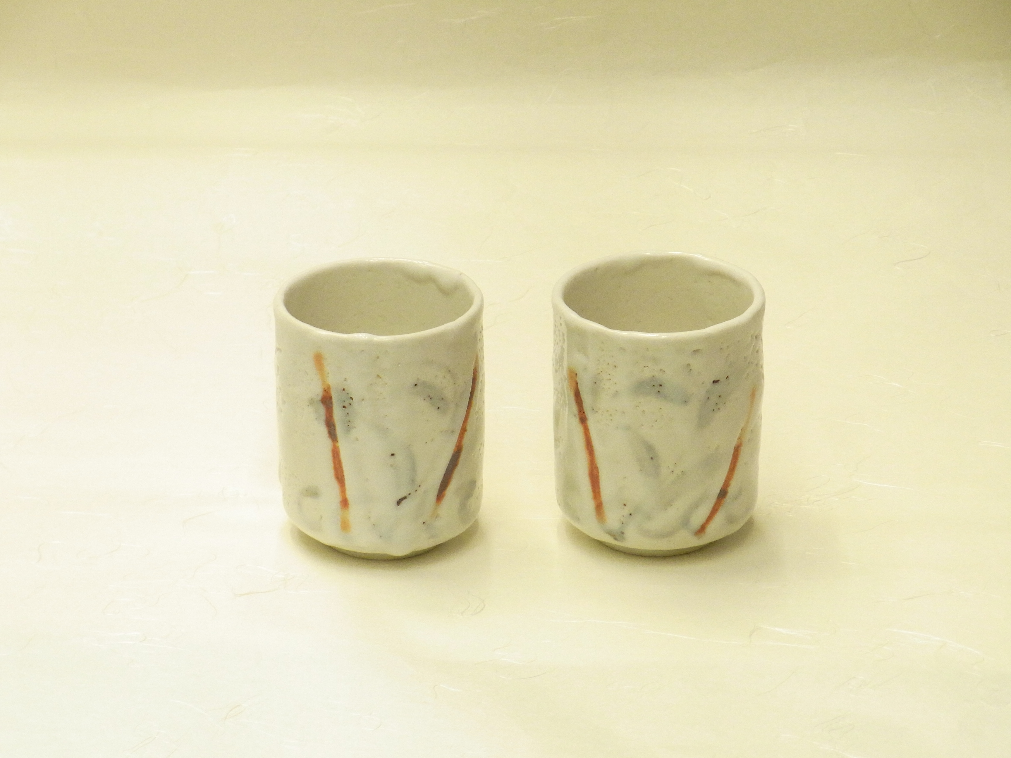 小林武春 白志野 湯呑茶碗 美濃焼 夫婦湯呑茶碗 箱蓋なし 未使用