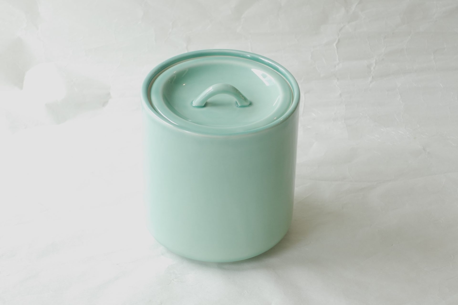 T190 水指 『青磁 水指』『月白』『妙高焼』『髙井進』 共箱