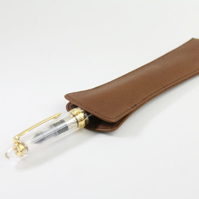 限定】NAGASAWA PenStyle 1本差しL キップレザー ペンケース 栗茶