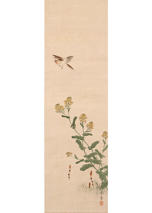 中島来章 春草雲雀図 | 古美術瀬戸
