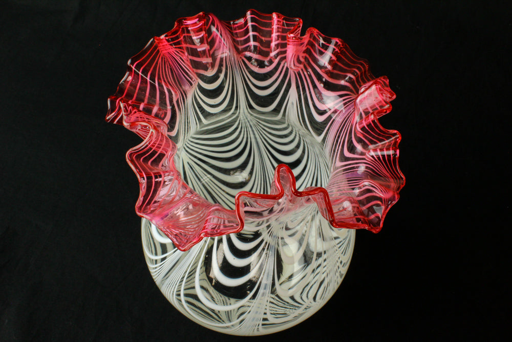 金赤かきあげ波状文赤色油壺台ランプ Z-D – 古福庵 [ KOFUKUAN