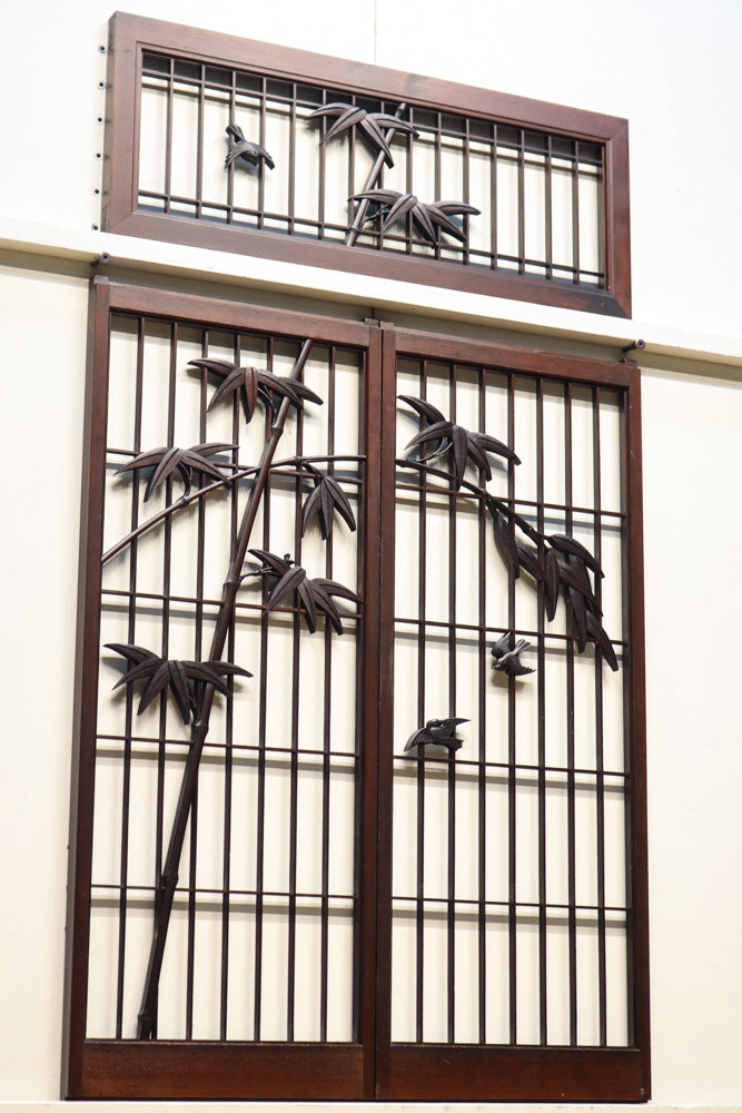 古美術 ガラス簪 「竹に雀」 古美術 ガラス簪 「竹に雀」