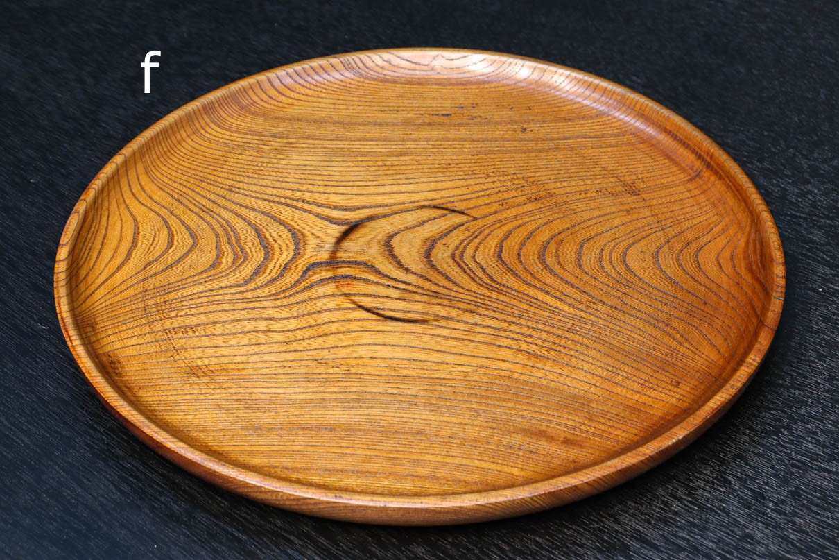 けやき一枚板‼ 艶色に杢目が見事な丸盆 DC5150a-j 在庫6枚 – 古福庵