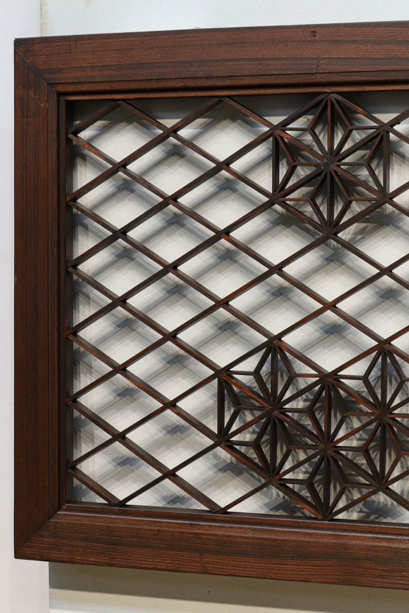 欄間 幾何学模様 木製パネル 約60cm x 20cm 欄間 幾何学模様 木製パネル