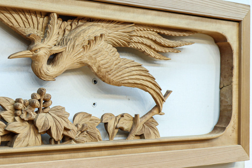 和風鳥の彫刻装飾品 182x40cm 【公式通販】