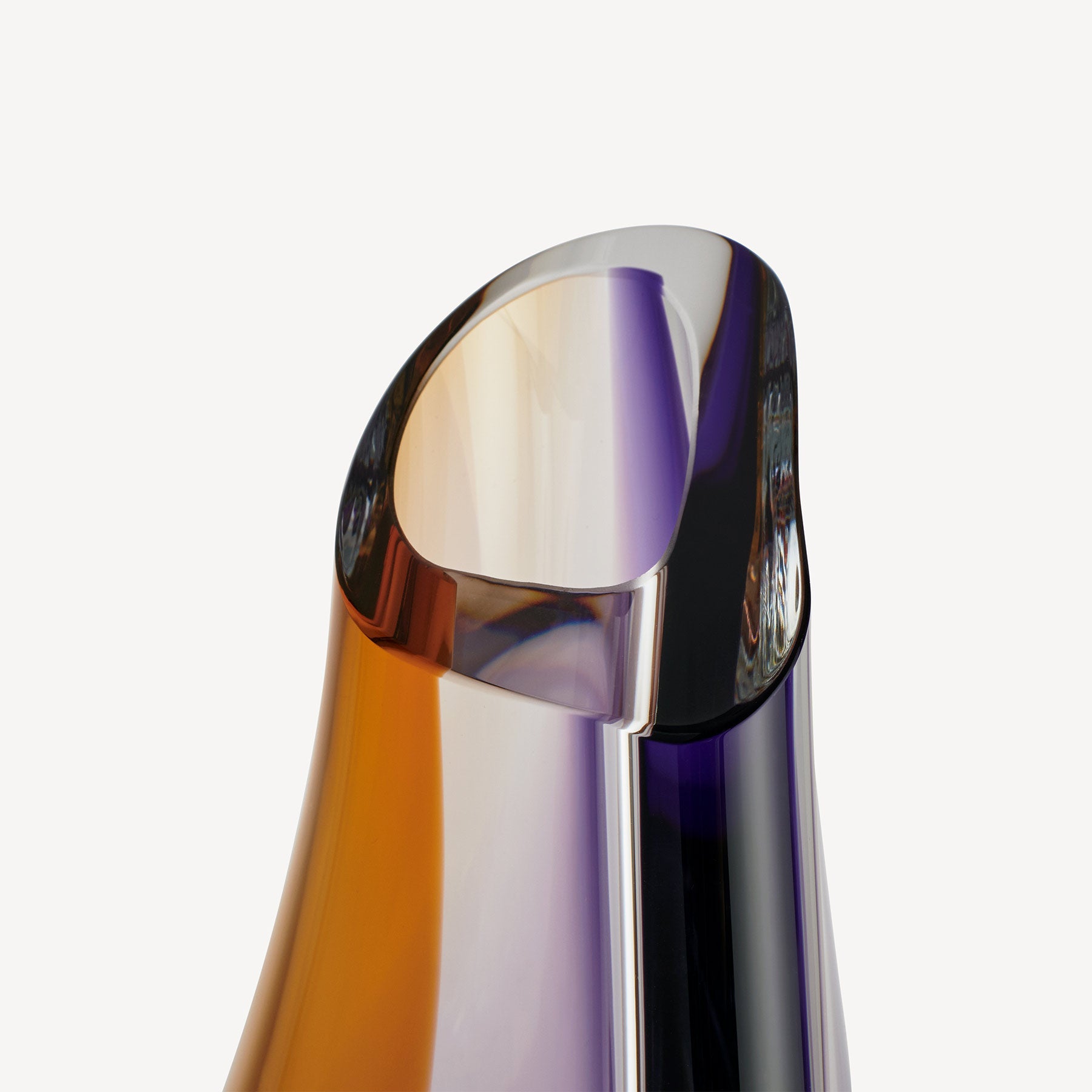 Kosta Boda Orchid Vase Decor Orange Purple Crystal Glass Low