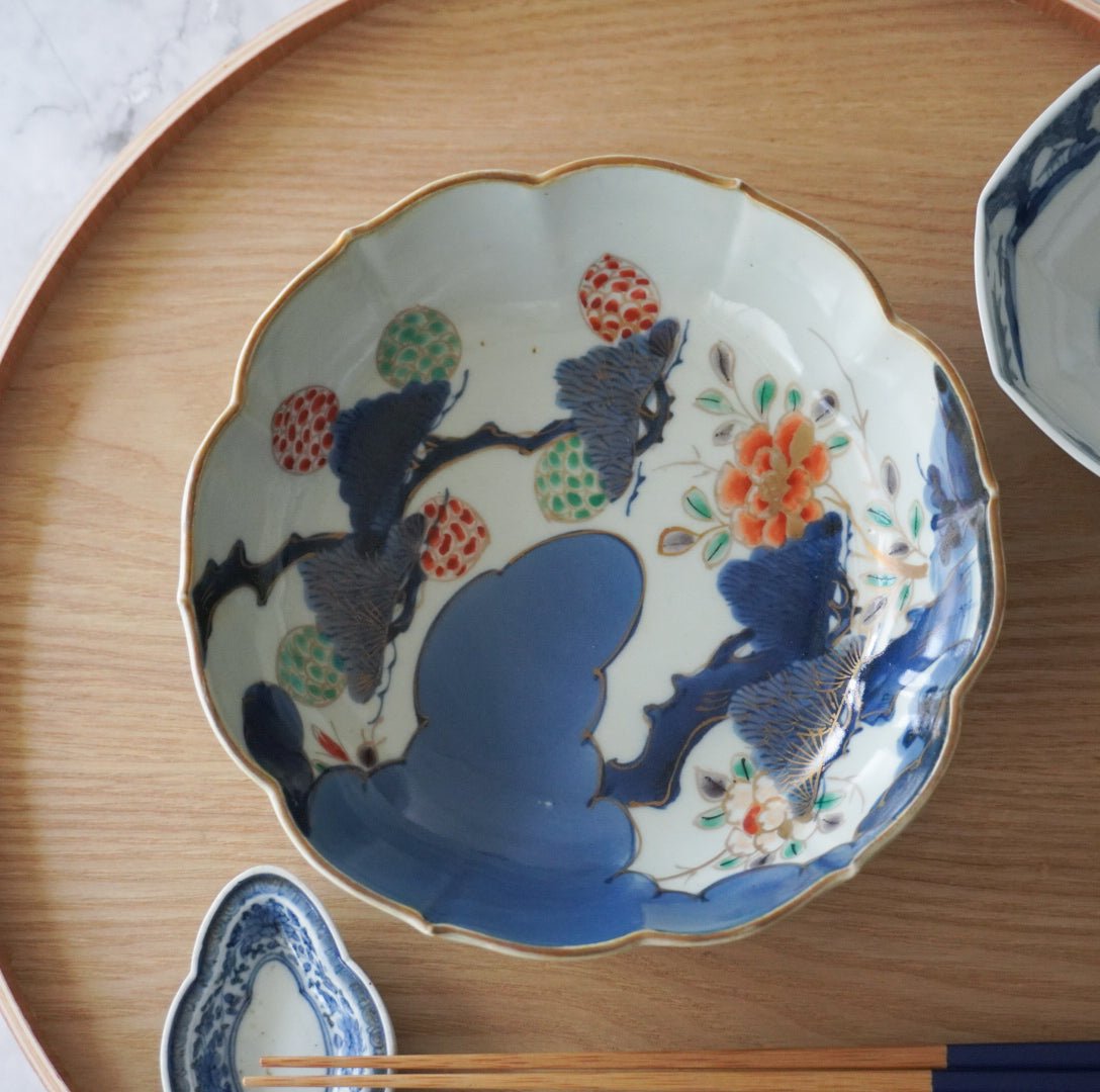 江戸時代中期 古伊万里瑠璃手 大型徳利 金銀彩赤絵 『山水風景図』飾り