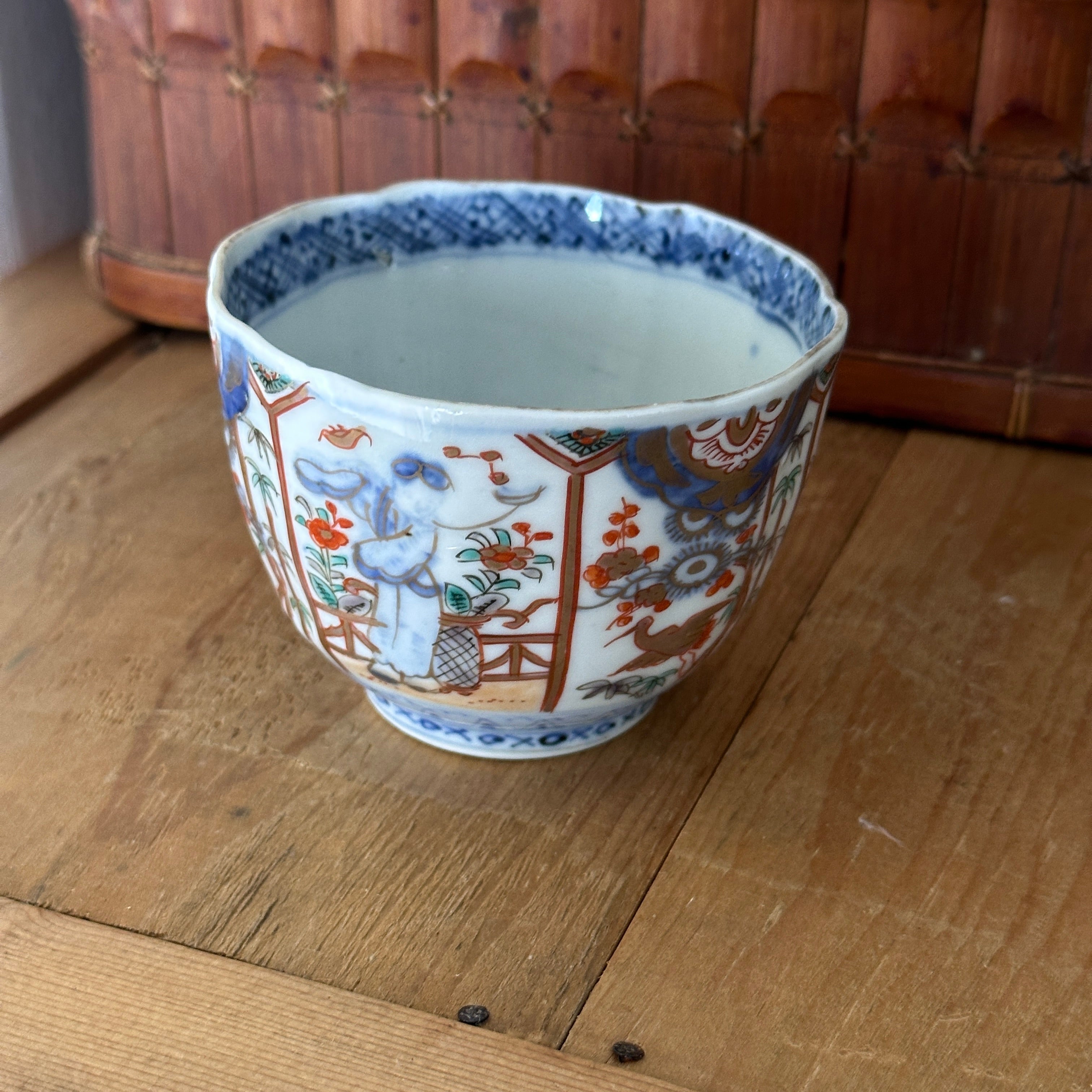 小皿 色絵付 染付 古伊万里 金彩 花唐草 鶴 四方襷文 明治 ハ号 複数縁