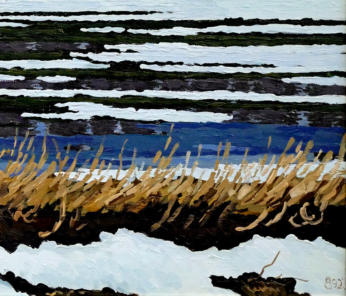 真作】絵画 田所幸一 油彩0号 パリの屋根 1977年作 モダン構成 X166 真