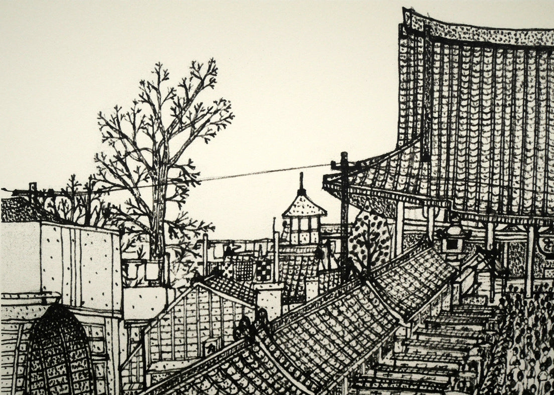 山下清「浅草の仲見世」リトグラフ 絵画買取・販売の小竹美術