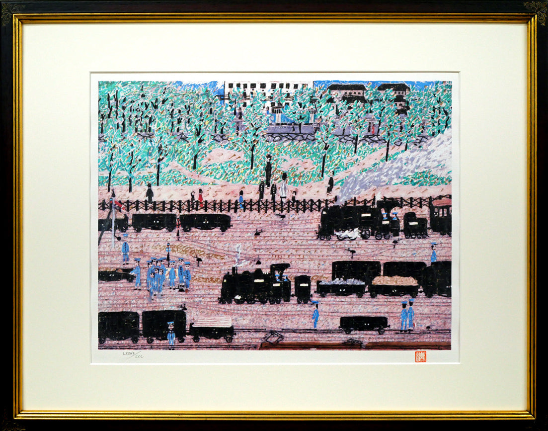 真作] 山下 清 「富田林の花火」大型リトグラフ157／300 山下清