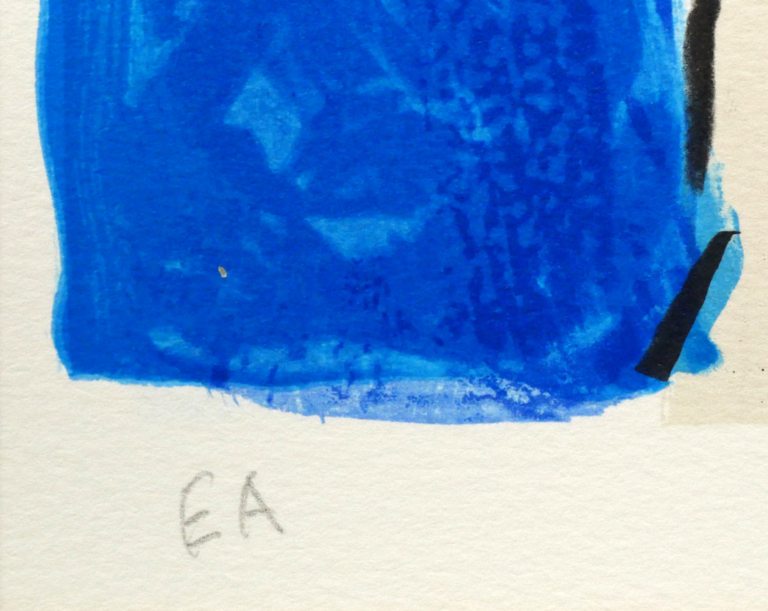 ワ*コ様 真作□ポール・アイズピリ 版画 青い背景の花 直筆サイン