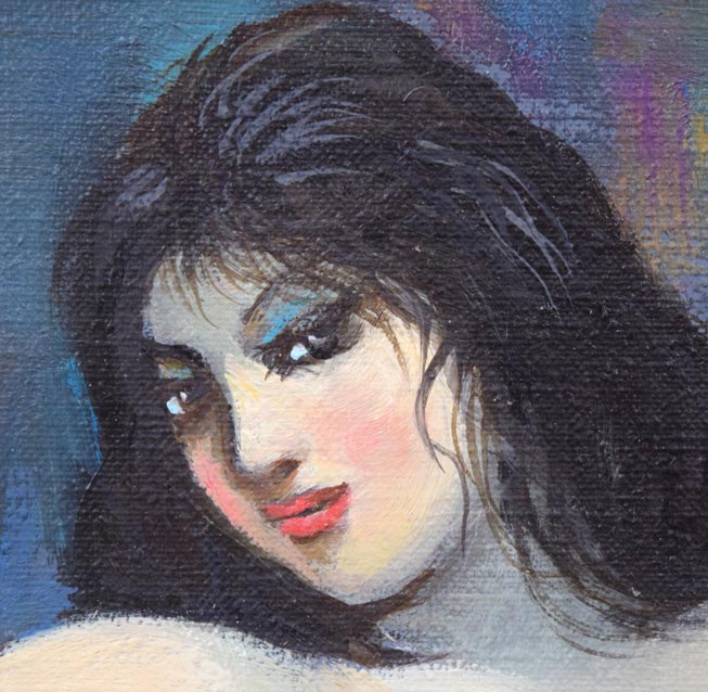 古沢岩美「うつむく裸婦」パステル画 スケッチ