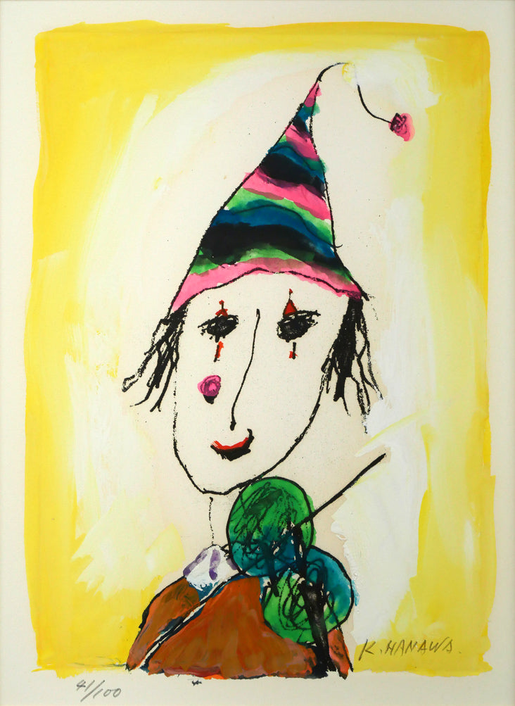 塙賢三 油彩画 「街の道化（祝福）」 F6 塙賢三 油彩画 「街の道化