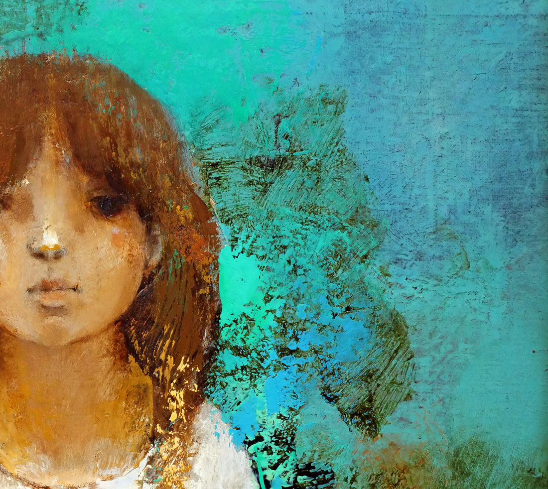 稲垣昌紀「人形と少女」油絵・F10号 絵画買取・販売の小竹美術