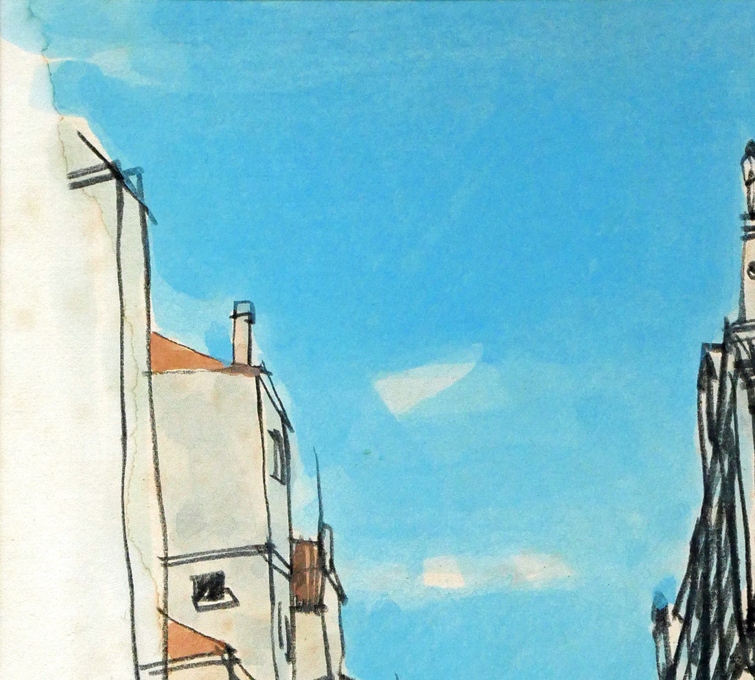 絵画 水彩肉筆画 真作 森茂子『古いホテルのコンシェルジュ（パリ