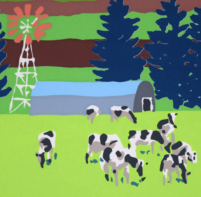 栗谷川健一「平原の春（十勝平野・日高連峰）」シルクスクリーン版画