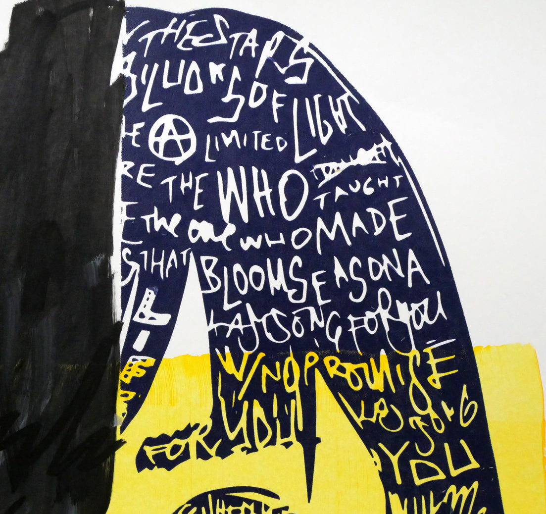 KYNE・内田洋一朗の合作「Untitled」シルクスクリーン版画に手彩色（黒