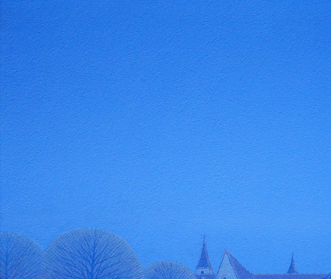 松浦敬文「水辺の城（馬九行く-うまくいく）」油絵・F10号 絵画買取