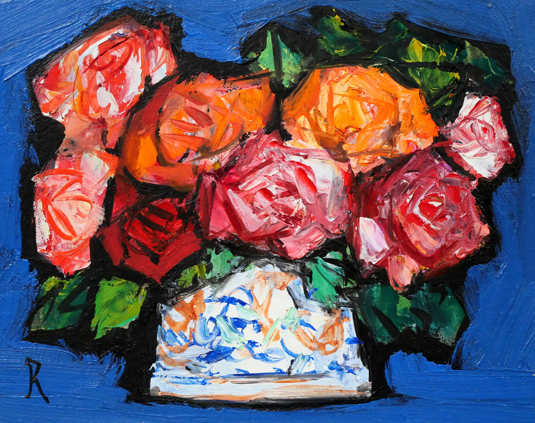 絵画 バラ 油絵 山本彪一 「 薔薇 」 油絵 ・ 油彩画 F4 ( 4号 ) 絵画