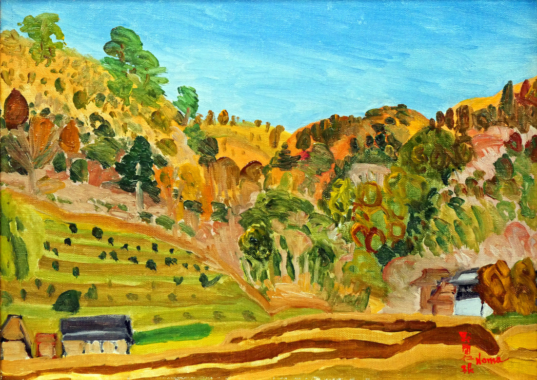 福島長二郎F4号油彩板に描いています