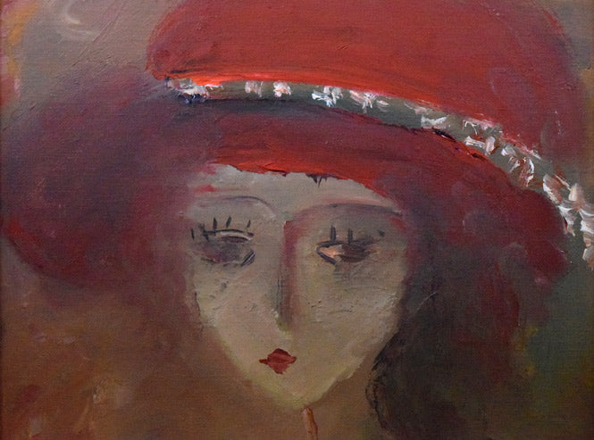 織田広喜「少女（茶額）」油絵・F3号 絵画買取・販売の小竹美術