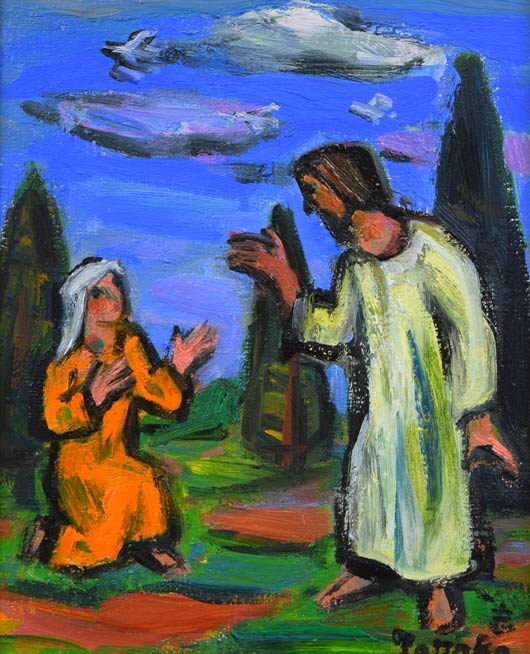 真作保証】 田中忠雄 「エッケ・ホモ 此の人を見よ」 油彩画 キリスト