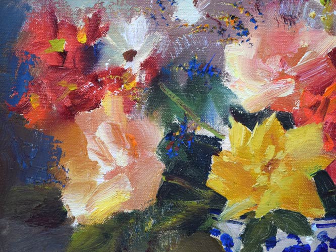 画家菊地正則「三輪のバラ」(ピエールロンサン)絵画 油彩画 額付き F4 美