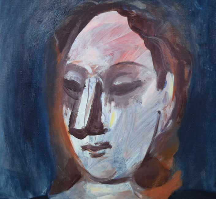 ヨーロッパの街角-F10 油彩 キャンバス 額装 作者不明・希少