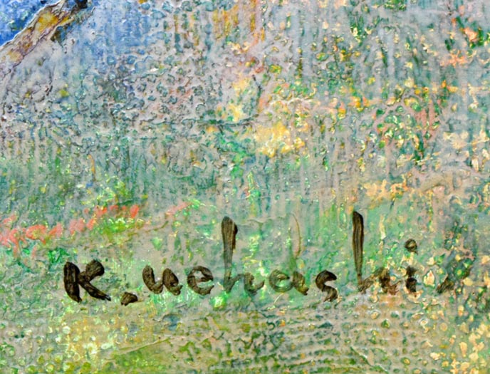 上橋薫「新緑雨後」油絵・F8号 絵画買取・販売の小竹美術