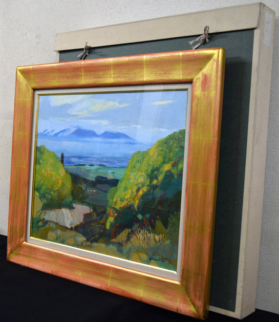 竹岡羊子「温室にて Paris」油彩 F10号 サイン裏書有 竹岡羊子「温室に