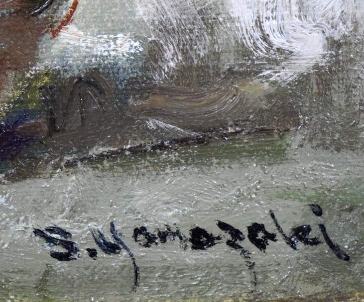 山崎翠祥「薔薇（金縁）」油絵・F3号 絵画買取・販売の小竹美術