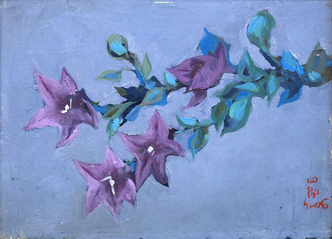 骨董)宮島焼桔梗絵「表千家宗伴」作 骨董)宮島焼桔梗絵「表千家宗伴