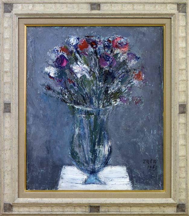 池田道康 滞船 ボート 油彩画 日本画家 油彩 色合い鮮やかな逸品 額付