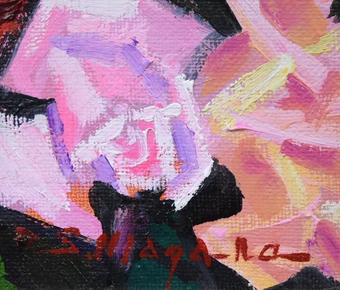 菊地正則 「ばら」(黒真珠 )を描いた油彩画 油絵パリ真作ゴージャス