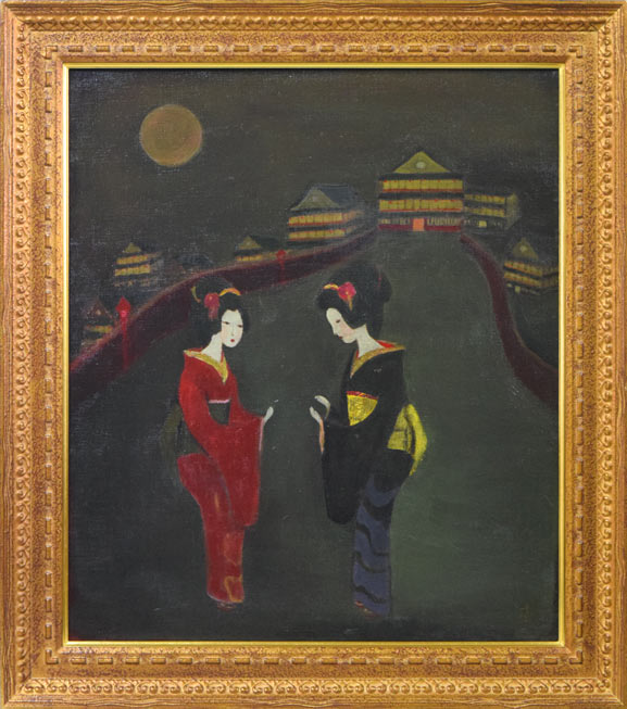 杢田たけを「田園」油絵・F6号 絵画買取・販売の小竹美術