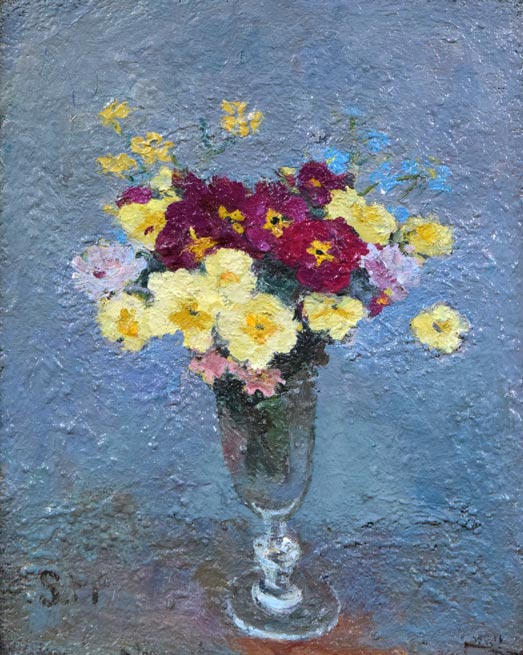 森本三郎「花」油絵・F3号 絵画買取・販売の小竹美術