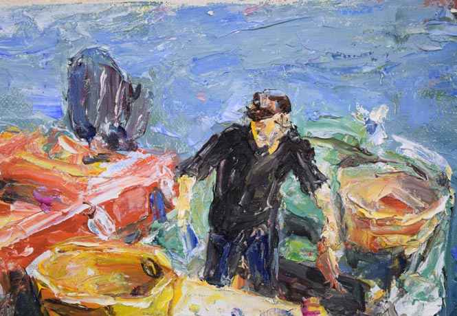 村上選「海の人」油絵・SM 絵画買取・販売の小竹美術